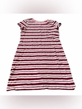 Gap Women’s Pocket T-Shirt Dress, Size Medium, Pink White Striped